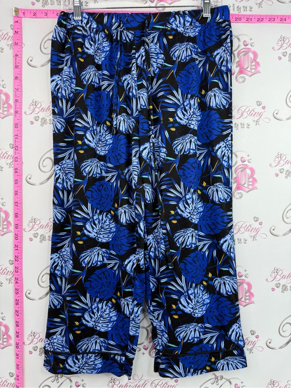 Fabulous just like you pants flare leg Tropical Blue Printed Wide-Leg Pants
